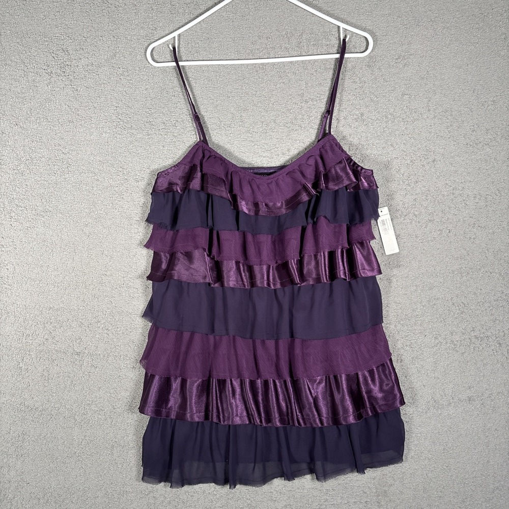 Spaghetti Strap Ruffled Tank Top - Purple
